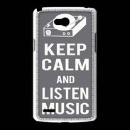 Coque LG L80 Keep Calm Listen music Gris