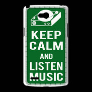 Coque LG L80 Keep Calm Listen music Vert
