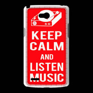Coque LG L80 Keep Calm Listen music Rouge