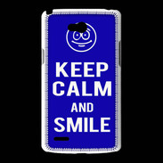 Coque LG L80 Keep Calm Smile Bleu