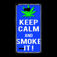 Coque LG L80 Keep Calm Smoke it Bleu