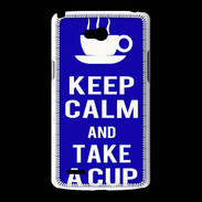 Coque LG L80 Keep Calm Take a cup Bleu