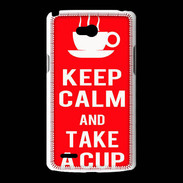 Coque LG L80 Keep Calm Take a cup Rouge