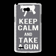 Coque LG L80 Keep Calm Take a gun Gris