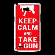 Coque LG L80 Keep Calm Take a gun Rouge