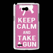Coque LG L80 Keep Calm Take a gun Rose