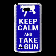 Coque LG L80 Keep Calm Take a gun Bleu