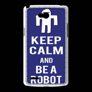 Coque LG L80 Keep Calm Be a Robot Bleu