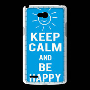Coque LG L80 Keep Calm Be Happy Cyan