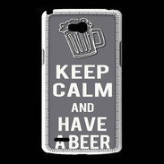 Coque LG L80 Keep Calm Have a beer Gris