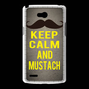 Coque LG L80 Keep Calm and Mustach Gris