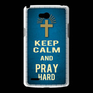 Coque LG L80 Keep Calm and Pray Christian Bleu