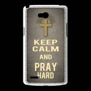 Coque LG L80 Keep Calm and Pray Christian Gris