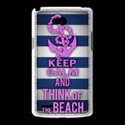 Coque LG L80 Keep Calm and Think Beach Bleu