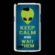 Coque LG L80 Keep Calm and Wait Alien Bleu