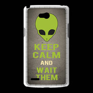 Coque LG L80 Keep Calm and Wait Alien Gris