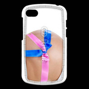 Coque Blackberry Q10 Femme enceinte avec ruban bleu et rose