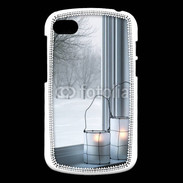 Coque Blackberry Q10 paysage hiver deux lanternes
