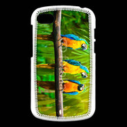 Coque Blackberry Q10 Trois perroquets bleu et jaune