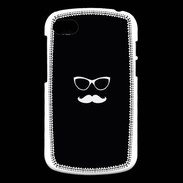 Coque Blackberry Q10 moustache noir & blanc