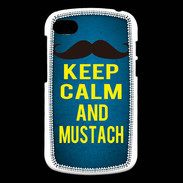 Coque Blackberry Q10 Keep Calm and Mustach Bleu