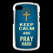 Coque Blackberry Q10 Keep Calm and Pray Christian Bleu