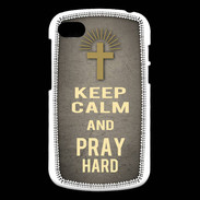 Coque Blackberry Q10 Keep Calm and Pray Christian Gris