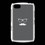 Coque BlackBerry 9720 moustache gris & blanc