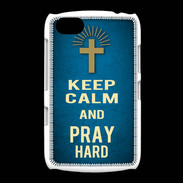 Coque BlackBerry 9720 Keep Calm and Pray Christian Bleu