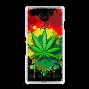 Coque Sony Xpéria E3 Feuille de cannabis et cœur Rasta