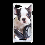 Coque Sony Xpéria E3 Bulldog français avec casque de musique