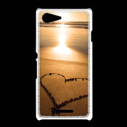Coque Sony Xpéria E3 Coeur sur la plage avec couché de soleil