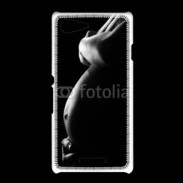 Coque Sony Xpéria E3 Femme enceinte en noir et blanc