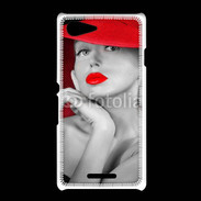 Coque Sony Xpéria E3 Femme élégante en noire et rouge 15