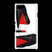 Coque Sony Xpéria E3 Escarpins et tube de rouge à lèvres