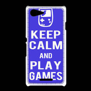 Coque Sony Xpéria E3 Keep Calm Play games Bleu