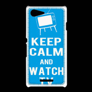 Coque Sony Xpéria E3 Keep Calm Watch TV Cyan