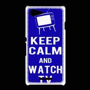 Coque Sony Xpéria E3 Keep Calm Watch TV Bleu