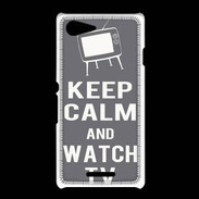 Coque Sony Xpéria E3 Keep Calm Watch TV Gris