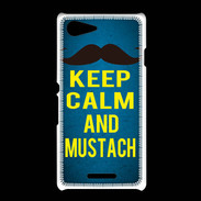 Coque Sony Xpéria E3 Keep Calm and Mustach Bleu