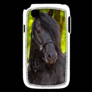 Coque LG L40 Portrait de cheval noir 10