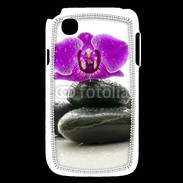 Coque LG L40 Orchidée violette sur galet noir