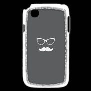 Coque LG L40 moustache gris & blanc