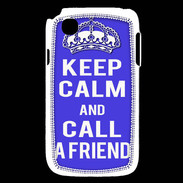 Coque LG L40 Keep Calm Call friend Bleu
