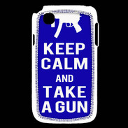 Coque LG L40 Keep Calm Take a gun Bleu