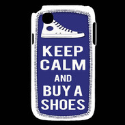 Coque LG L40 Keep Calm Buy Shoes Bleu