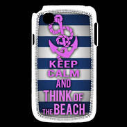 Coque LG L40 Keep Calm and Think Beach Bleu