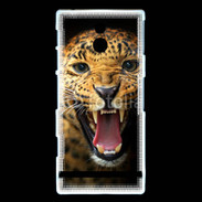 Coque Sony Xperia P Portrait d'un léopard énervé