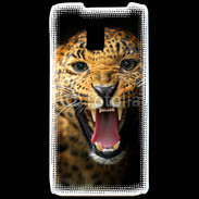 Coque LG P990 Portrait d'un léopard énervé