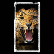 Coque HTC Windows Phone 8S Portrait d'un léopard énervé